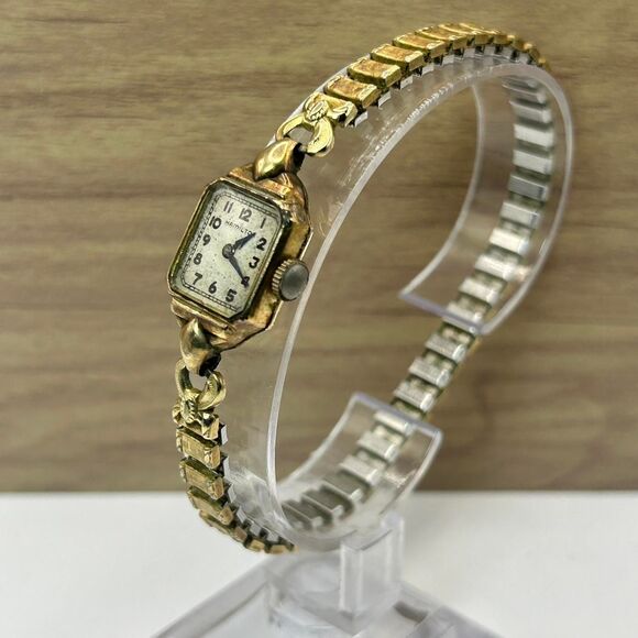 Hamilton 10k Gold Filled L & K Ladies Wristwatch Speidel Stretch Band Works VTG - Picture 3 of 6